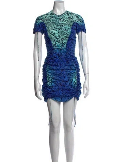 Pre-owned Stella Mccartney Graphic Print Mini Dress In Blue