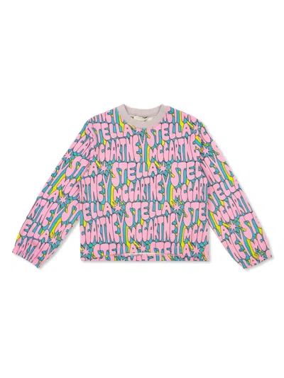 Stella Mccartney Kids' Graphic-print Organic Cotton Sweatshirt In Rosa