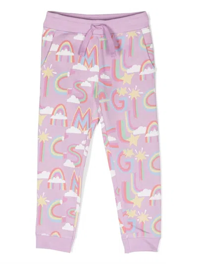 Stella Mccartney Kids' Graphic-print Organic Cotton Trousers In Purple
