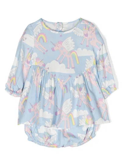 Stella Mccartney Babies' Graphic-print Recycled Viscose Dress Set In Blue