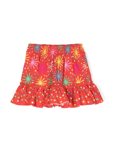 Stella Mccartney Kids' Graphic-print Ruffled Skirt In Red