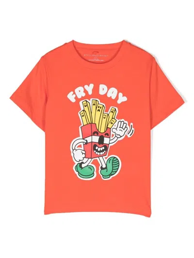 Stella Mccartney Kids' Graphic-print Short-sleeve T-shirt In Orange