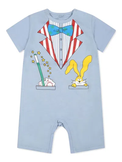 Stella Mccartney Babies' Printed Cotton Jersey Romper In ブルー