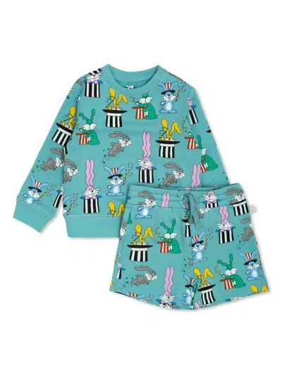 Stella Mccartney Babies' Graphic-print Sweatshirt And Shorts Set In Blue