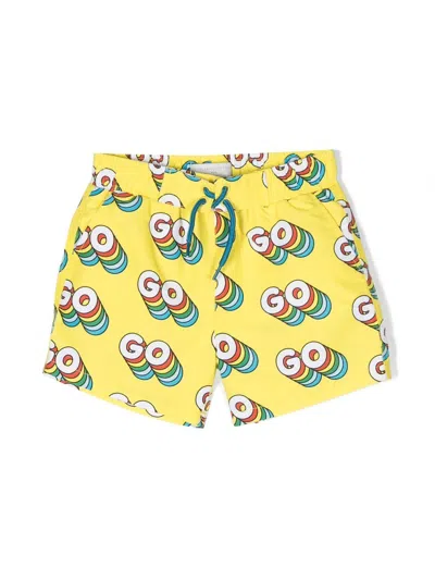 Stella Mccartney Babies' Graphic-print Swim Shorts In Yellow