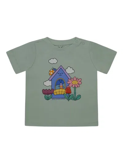 Stella Mccartney Babies' Graphic-print T-shirt In Green