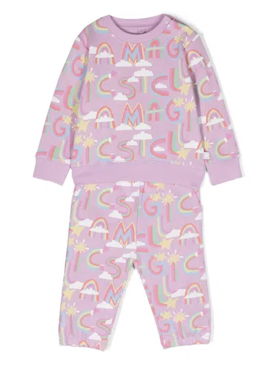Stella Mccartney Babies' Graphic-print Tracksuit Set In Purple