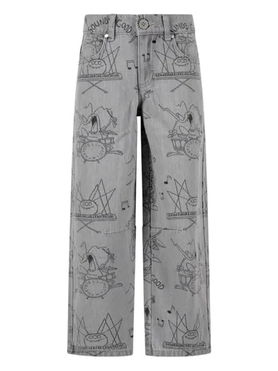 Stella Mccartney Kids' Graphic-print Trousers In Gray