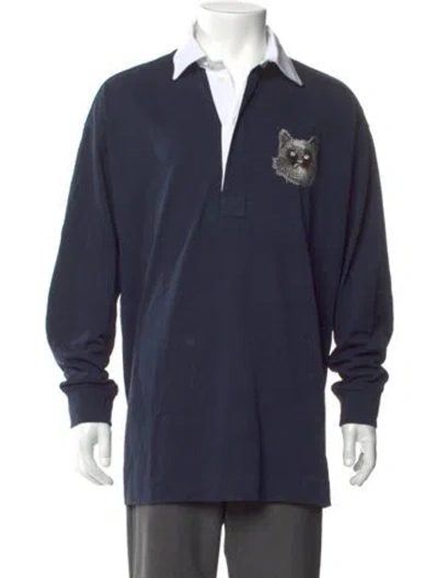 Pre-owned Stella Mccartney Graphic Print V-neck Polo Shirt In Blue