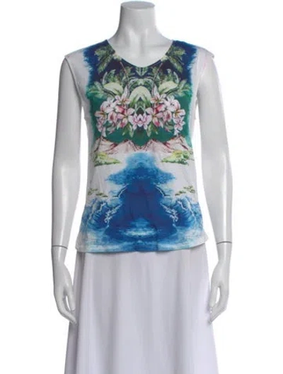 Pre-owned Stella Mccartney Graphic Print V-neck T-shirt In Blue