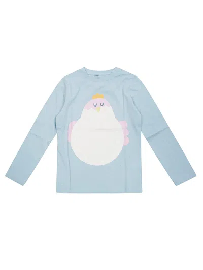 Stella Mccartney Kids' Graphic Printed Crewneck T-shirt In Azzurro