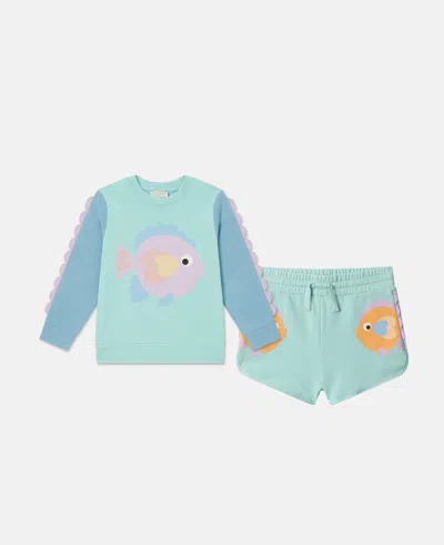 Stella Mccartney Kids' Graphic Sweatshirt And Short Set In Green