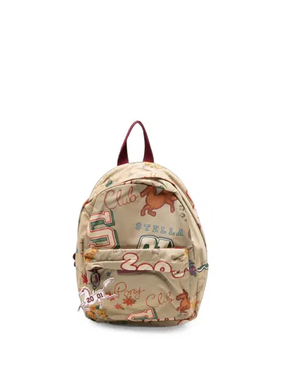 Stella Mccartney Kids' Graphic-print Backpack In Neutrals