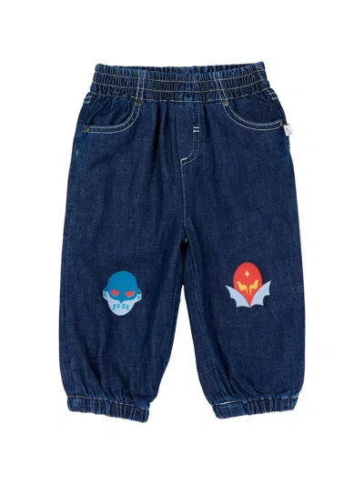 Stella Mccartney Babies' Graphic-print Elasticated-waist Jeans In Blue