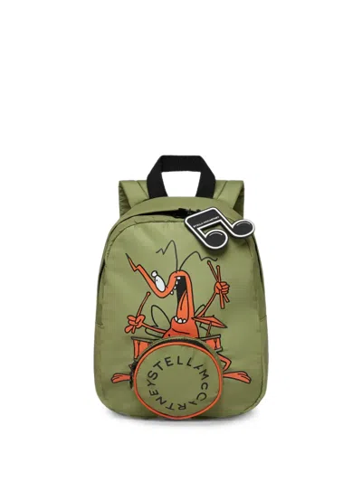 Stella Mccartney Kids' Graphic-print Logo-patch Backpack In Green