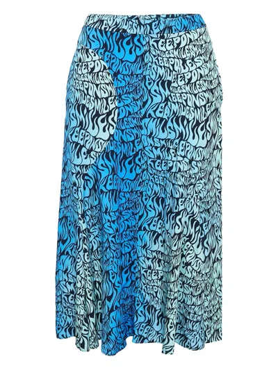 Pre-owned Stella Mccartney Graphic-print Midi Skirt In Blue