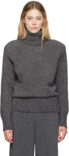 Stella Mccartney Gray Distressed Turtleneck In 1267 Dark Grey Melan