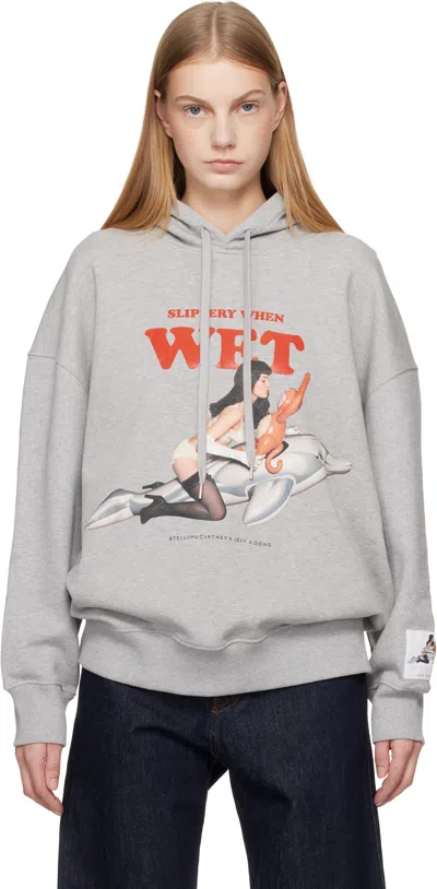 Stella Mccartney Jeff Koons Cotton Hoodie Graphic Print In Gray