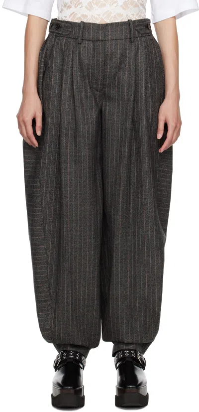 Stella Mccartney Gray Pinstripe Trousers In 1201 Charcoal