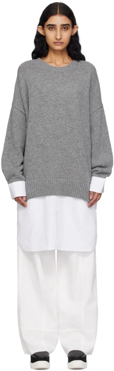 Stella Mccartney Gray Shirting Sweater In Grey Melang