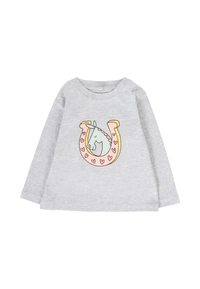 Stella Mccartney Gray T-shirt For Baby Girl With Horse