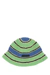 Stella Mccartney Green Blue Embroidered Crochet Hat In Multicolor