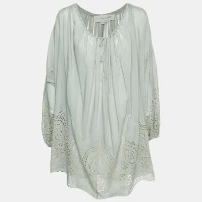 Pre-owned Stella Mccartney Green Broderie Anglaise Cotton Tunic Dress Xs