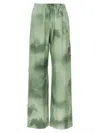 Stella Mccartney All-over Print Silk Pants With High Waist In Green