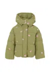 Stella Mccartney Rose-print Padded Jacket In Green