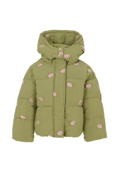 STELLA MCCARTNEY GREEN DOWN JACKET FOR GIRL WITH FLOWERS