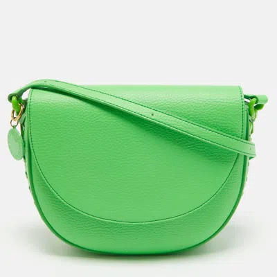 Pre-owned Stella Mccartney Green Faux Leather Frayme Flap Crossbody Bag