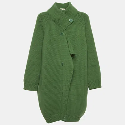 Pre-owned Stella Mccartney Green Heavy Knit Coat S