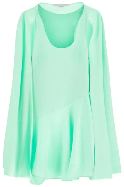 STELLA MCCARTNEY GREEN MINI CAPE DRESS FOR WOMEN FROM SS23 COLLECTION