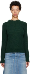 Stella Mccartney Cashmere Rib Knit Twisted Sweater In 3007 Forest Green