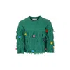 Stella Mccartney Green Sweater For Girl With Pompoms In Green