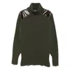 Stella Mccartney Panelled Frayed-hem Sweater In Green