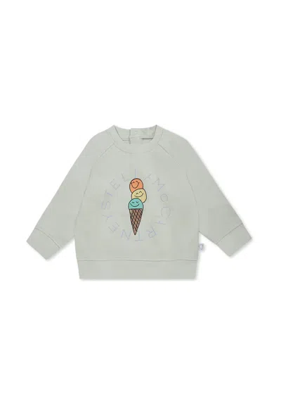 Stella Mccartney Green Sweatshirt For Baby Boy With Ice Cream
