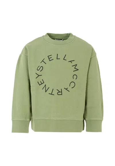 Stella Mccartney Green Sweatshirt For Kids With Logo