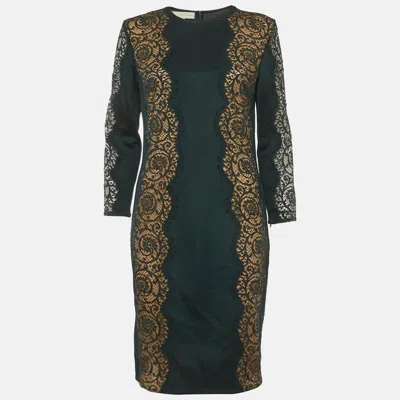 Pre-owned Stella Mccartney Green Synthetic Lace Zip Up Mini Dress L