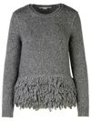 Stella Mccartney Grey Fringed Sweater In Grey