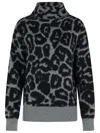 Stella Mccartney Alpaca Blend Turtleneck Sweater With Animal Print In Gray