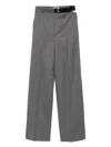 Stella Mccartney Grey Belted Flannel Straight-leg Pants In Gray