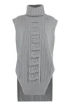 STELLA MCCARTNEY GREY CABLE-KNIT VEST FOR WOMEN