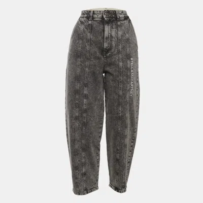 Pre-owned Stella Mccartney Grey Denim Logo Embroidered Jeans M/waist 28" In Gray