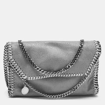 Pre-owned Stella Mccartney Grey Faux Suede Mini Falabella Flap Crossbody Bag In Gray