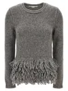 Stella Mccartney Grey Fringed Sweater In Grey
