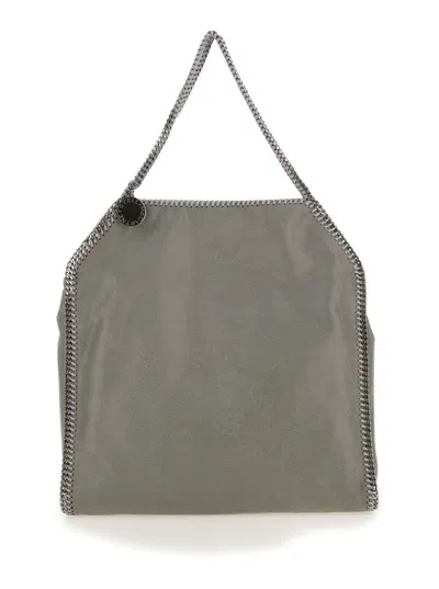 Stella Mccartney Grey Handbag With Diamond-like Chain And Logo Charm On The Front