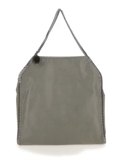 Stella Mccartney Grey Handbag With Diamond-like Chain And Logo Charm On The Front In Ecoleather Woma In Gray
