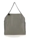 Stella Mccartney Grey Handbag With Diamond-like Chain And Logo Charm On The Front In Ecoleather Woman In Grey