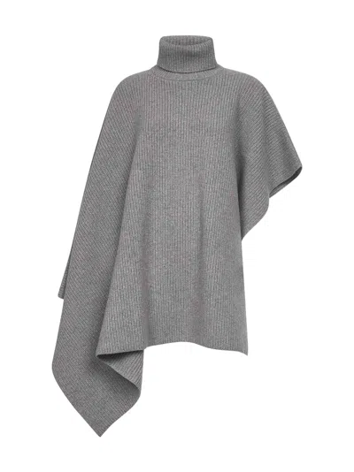 Stella Mccartney Grey Knit Asymmetric Poncho